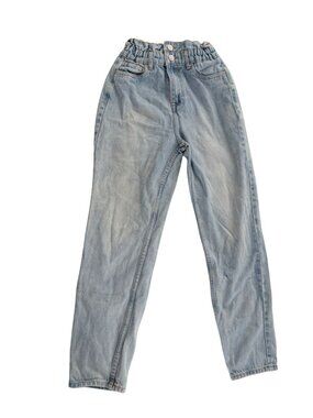 Bluenotes High Rise Paper Bag Waist Light Blue Jeans Sz S